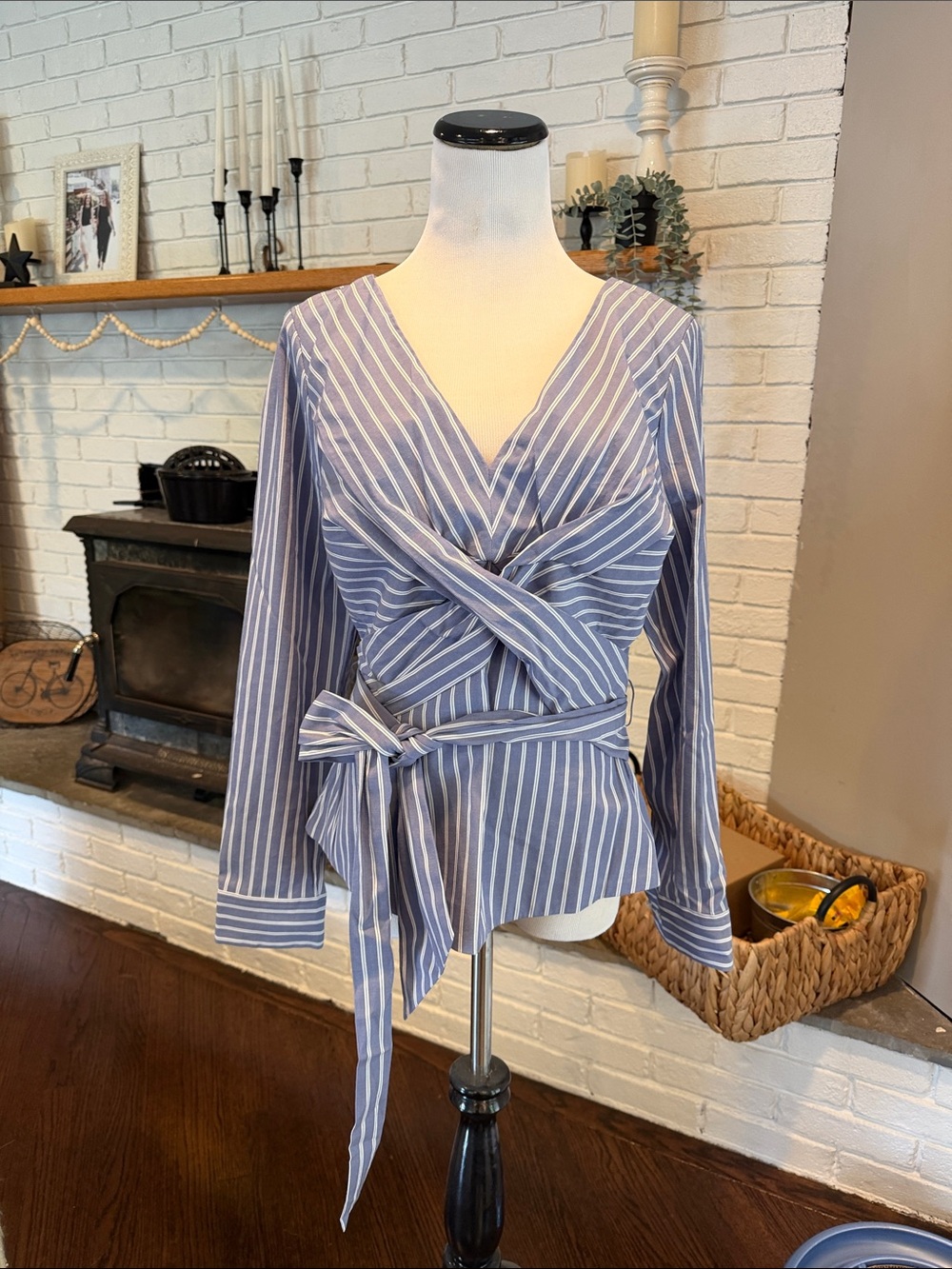 NWT WHBM Faux Wrap Long Sleeve Blouse | Size 10